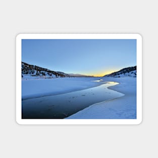 Akkar North Lebanon El Ammoua'a Winter Snow Mountains with River Photography Magnet