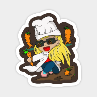 Cartoon Carrot Collecting Chef Magnet