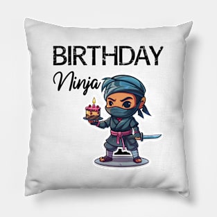 Birthday Ninja (with Black Lettering) Pillow