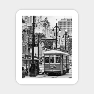 New Orleans Red Streetcar B+W Magnet