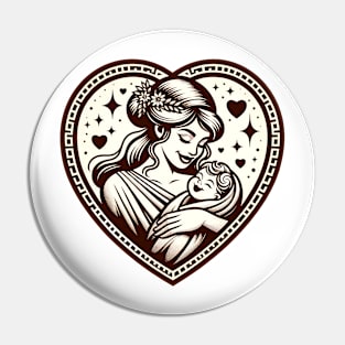 Vintage Motherhood Love Heart Symbol of Maternal Affection Pin