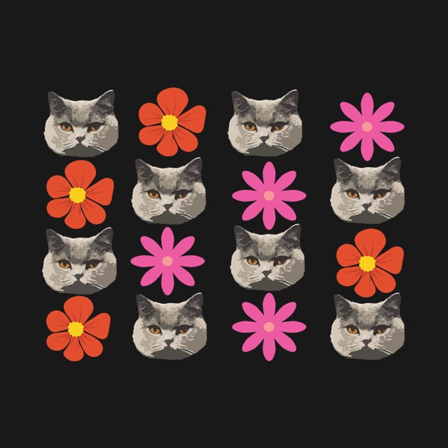 british shorthair cat flower face masks by T-shirt verkaufen