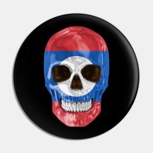 Laos Flag Skull - Gift for Lao With Roots From Laos Pin