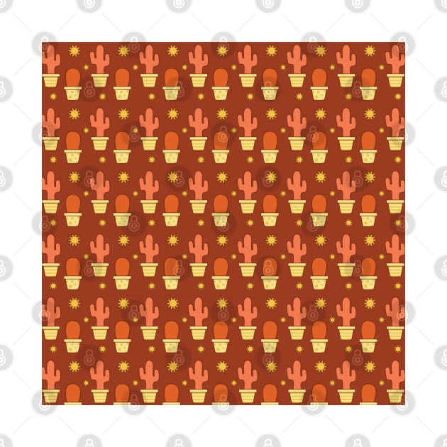 Desert Sun Cactus Pattern (Terracotta) by designminds1