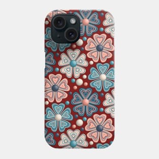 Floral Pattern On Maroon Background Phone Case