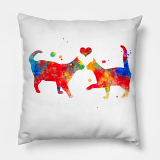 Love Cats Watercolor Painting Pillow