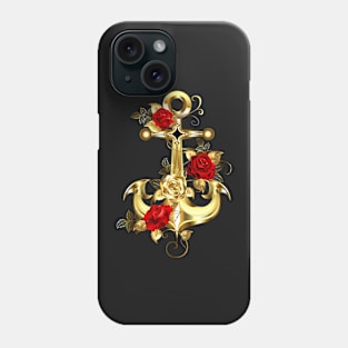 Golden Anchor with Roses ( Gold Anchor with Gold Roses ) Phone Case