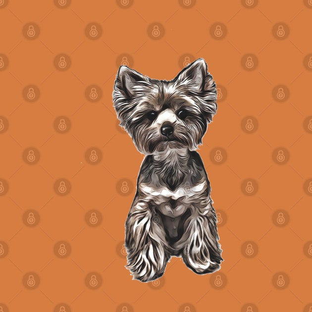 Cute Yorkie Yorkshire Terrier Illustration by AdrianaHolmesArt