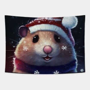 Cute Christmas Hamster Tapestry