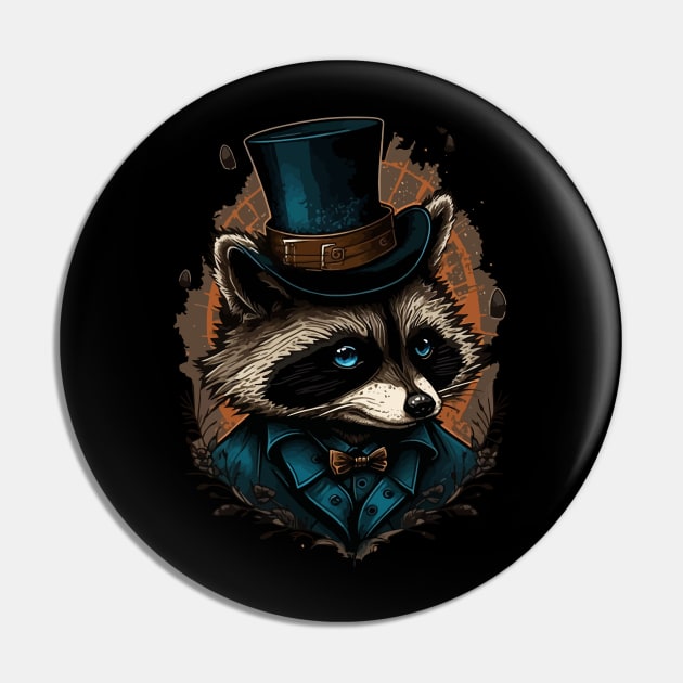 Raccoon Top Hat Pin by K3rst