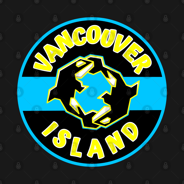 Vancouver Island BC Orcas - KIller Whales with Yellow and Blue - Vancouver Island by City of Islands