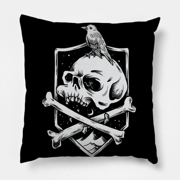 Skull and Bird Shirt Pillow by rizziant_shop