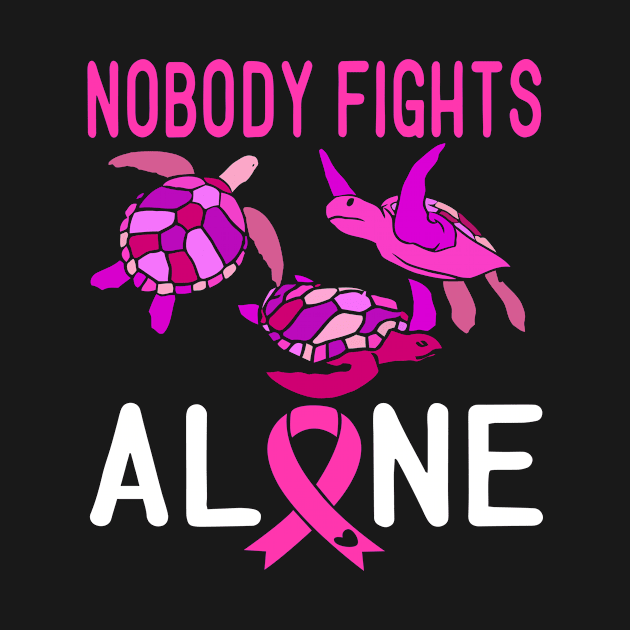 Nobody Fights Alone Turtles Pink Breast Cancer Women by KhanhVan