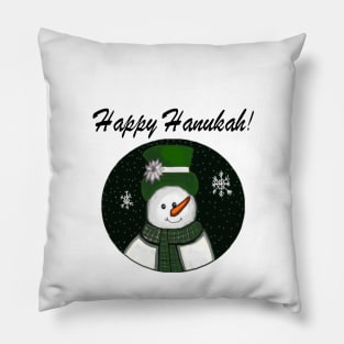 Green Snowman Happy Hanukah! Pillow