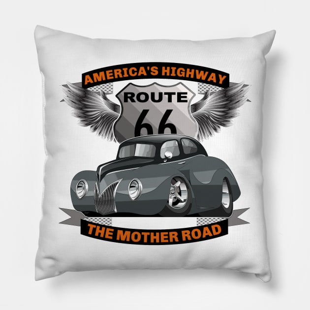 Route 66 - Americas Highway - The Mother Road Pillow by Wilcox PhotoArt