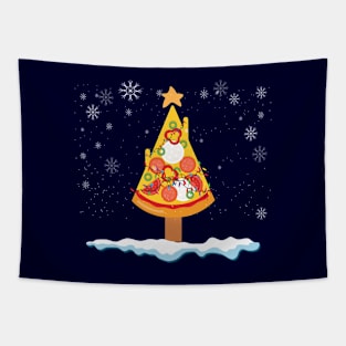 Pizza Christmas Tree Funny Pizza Lovers Christmas Foodie Tapestry