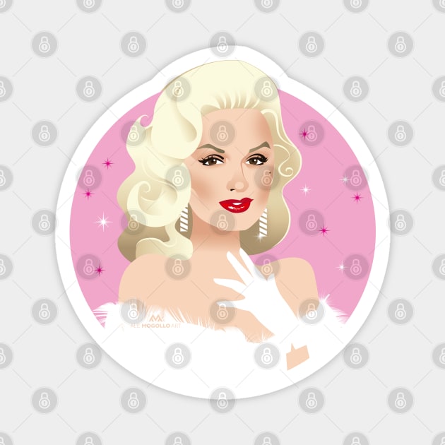 Mamie Van Doren Magnet by AlejandroMogolloArt