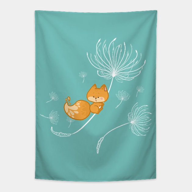 Floating Fox Tapestry by Khotekmei