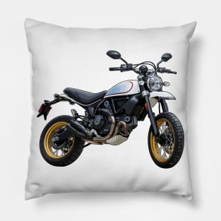 Scrambler Bike Illustration Pillow