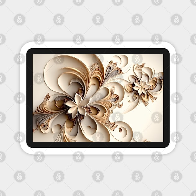 Abstract Neutral Flowers Floral Design Warm Beige Tones Art Magnet by FloralFancy