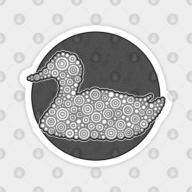 Black And White Duck Circle Design Magnet by pbdotman