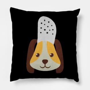 cute doggo with croc on the head - back Pillow