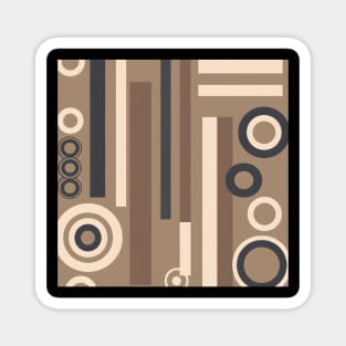 Retro Geometric Wallpaper: Earth-Toned Triangles, Circles, and Rectangles. Magnet