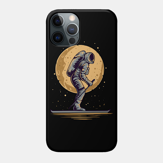 Astronaut skiing in space - Astronaut - Phone Case