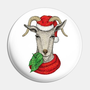 Winter holiday goat Pin