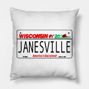 Janesville Wisconsin License Plate Design Pillow