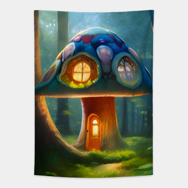 Enchanting Home for Sale (2) - Magic Mushroom House Tapestry by TheThirdEye