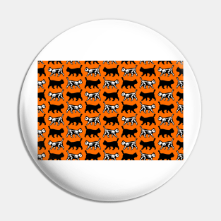 Black Cat Halloween Skeleton Cat Pin