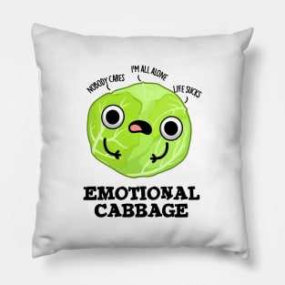 Emotional Cabbage Cute Veggie Pun Pillow
