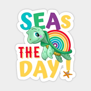 Seas The Day Rainbow Turtle Magnet
