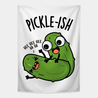 Picklish Ticklish Funny Pickle Puns Tapestry