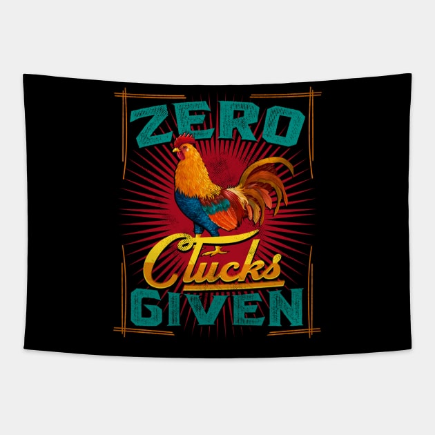 zero clucks given chicken farmer Tapestry by Jandjprints