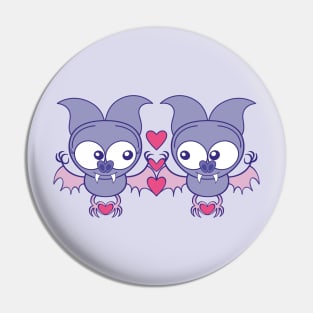 Couple of cute bats madly falling in love Pin