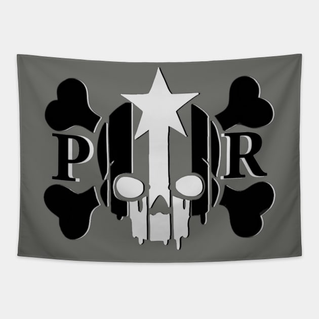 Puerto Rico flag skull and crossbones Tapestry by Duendo Design