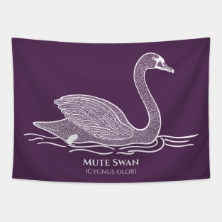 Mute Swan with Common and Scientific Names - water bird design Tapestry