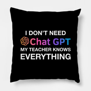 Teacher Chat GPT Ai Teachers Day Design, Funny Computer Robotics System Information Gifts Pillow