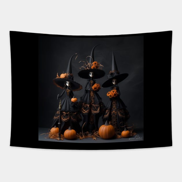 Happy halloween witches Tapestry by NumberOneEverything