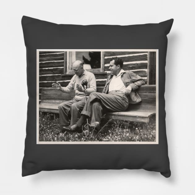 Future Presidents Dwight D. Eisenhower and Richard Nixon Pillow by Soriagk