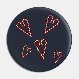 Christmas Candy Canes Hearts Pin