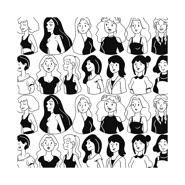 Women Girls Black and White Print by frantuli