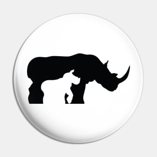 Black and White Rhino Pin