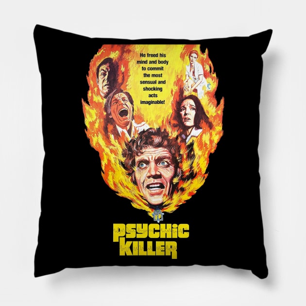 Psychic Killer Retro Cult Classic Horror Fan Art Pillow by darklordpug