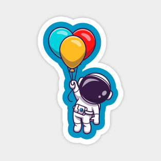 Cute Astronaut Floating With Colorful Balloon Cartoon Magnet