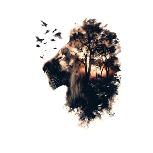 Lion Double Exposure T-Shirt