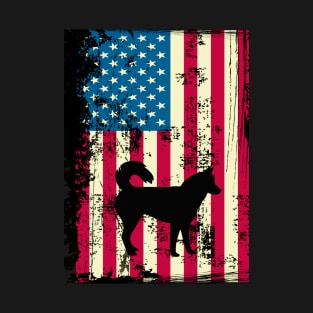 Siberian Husky American Flag Usa Patriotic 4Th Of July T-Shirt