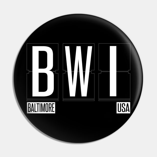 BWI - Baltimore USA Airport Code Souvenir or Gift Shirt Pin by HopeandHobby